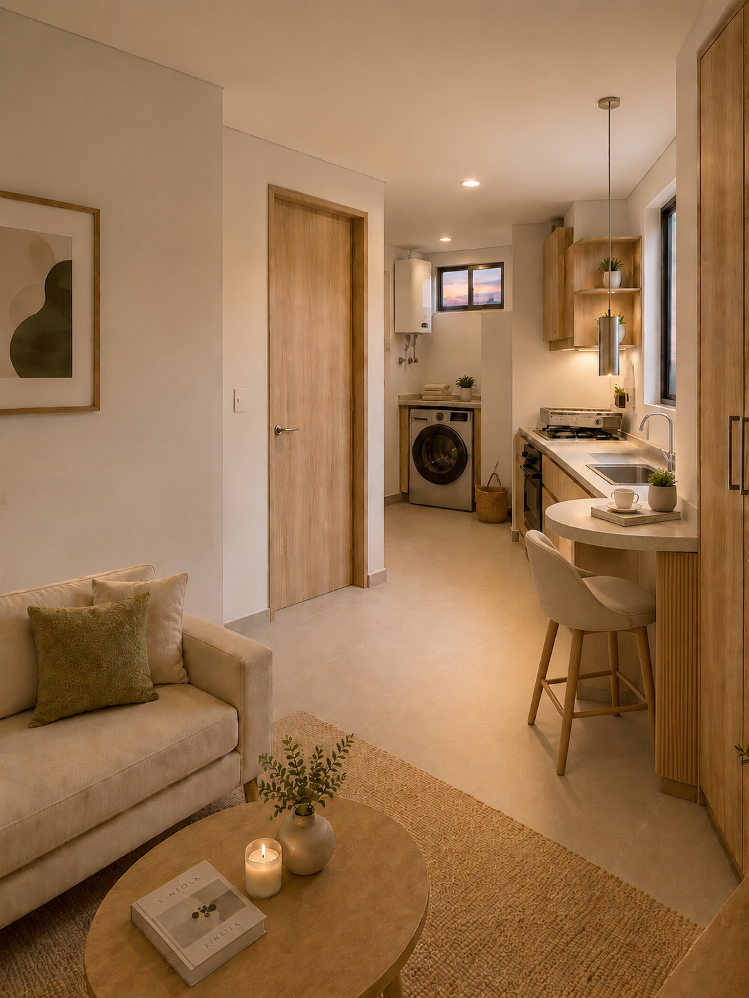 Tipo 4A — Sala, cocina y zona de servicio